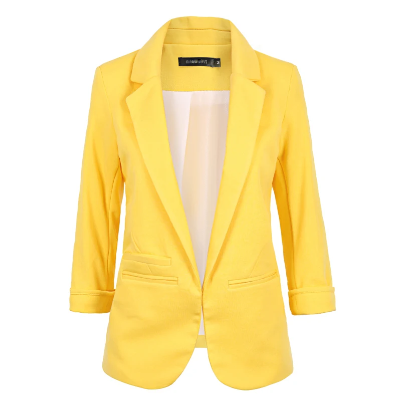 Осень 2017 г. 9 Цвета тонкий fitpjs Блейзер Куртки зубчатый офисные Open Front Blazer наряды