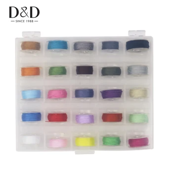 

D&D 25pcs Polyester Sewing Thread Bobbins Plastic Bobbin Box Home Sewing Machine Spools Accessories Tool