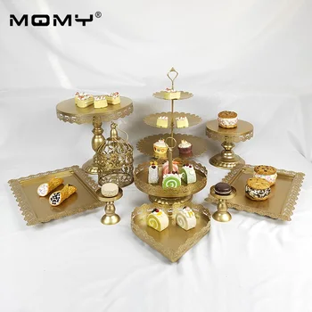

Wholesale 10 PCS Thin Disk Tool 3 Tier Crystal Dessert Display Party Gold White Pink Wedding Cake Stand