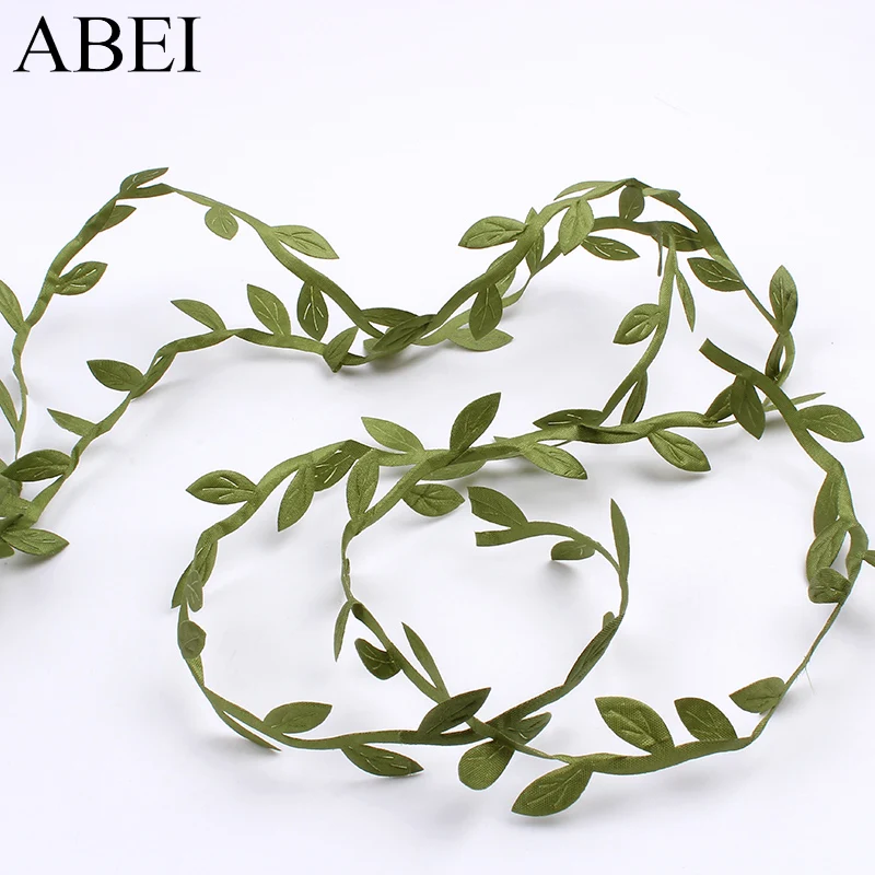 

10yards Green Leaf Wicker Artificial Leaves Rattan DIY Wreath Garland Headwear Ribbon Craft Wedding Party Christmas Decoration