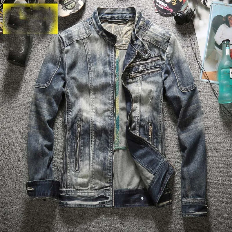 New Arrivals Mens Biker Jeans Jacket Coats Streetwear Patchwork Pattern Designer Male Suit Denim XXXL | Мужская одежда