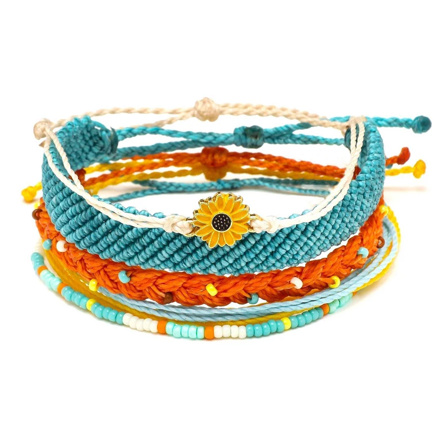

waterproof string Dreaming Outloud Pack sunflower charm bracelet handmade seed beads friendship bracelet femme summer