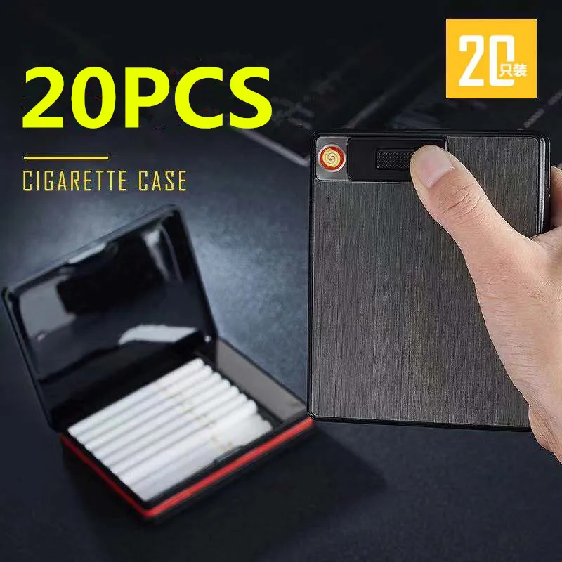 

FOCUS Cigarette box Lighters USB Recharge Electronic Lighter Tobacco Holder Case Plasma Arc Lighter Luxury Smoke Gifts for Men