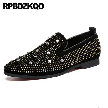 

casual suede leather men shoes 48 2018 rivet loafers british style footwear fashion black big size slip on rhinestone 13 stud