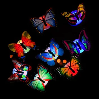 

5pcs/lot! Romantic novelty glowing butterfly lamp led bottom sticker Wall night light for home decorative light