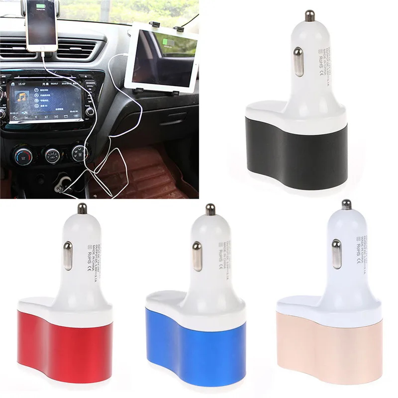 

3.1A 3in 1 Dual USB Auto Car Cigarette Lighter Socket Splitter Charger Adapter Gold Dual USB car charger