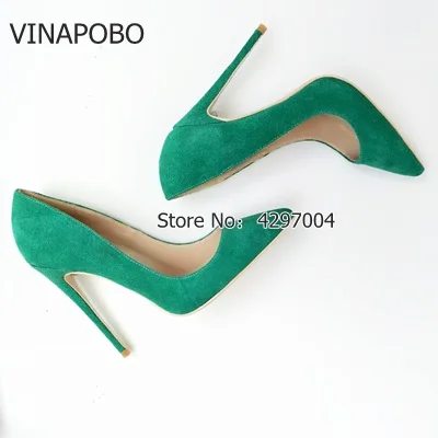 VINAPOBO/пикантные женские замшевые туфли на высоком каблуке с острым носком; Цвет зеленый; модные вечерние туфли-лодочки; женские свадебные туфли; коллекция года; сезон весна
