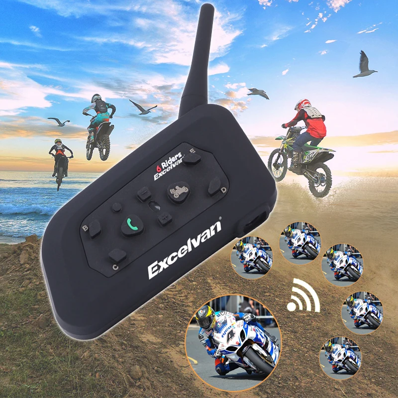 

Excelvan V6 Motorcycle Helmet Headset Bluetooth Interphone 1200M Wireless Intercomunicador Intercom for Motorcycle 6 Riders