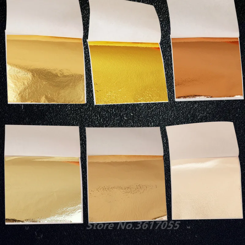 

500pcs 9x9cm Art Craft Paper Imitation Gold Sliver Copper Leaf Leaves Sheets Foil Paper for Gilding DIY Craft Home Decoration