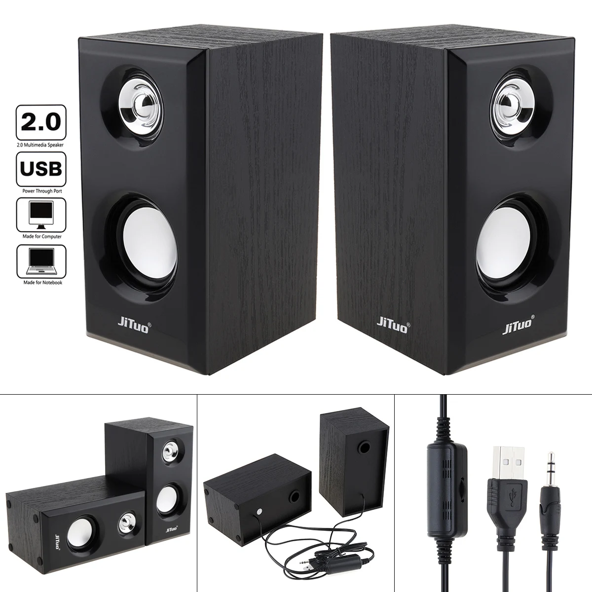 Portable Stereo Speakers Mini 3.5mm Jack Plug In For Phone Laptop MP3 Lot BH