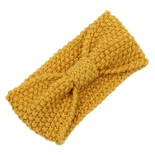 HHFF вязаная повязка на голову с цветочным бантом(куркума