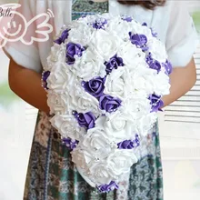 Modabelle водопад белый фиолетовый свадебные букеты для невесты Жемчуг искусственные цветы для свадьбы свадебные букеты Ramos de Novia