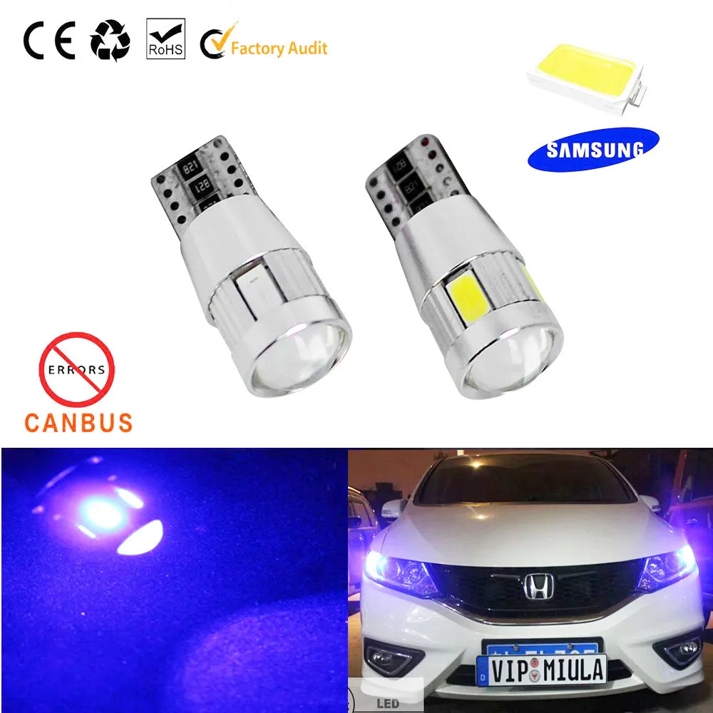 2PC/lot Free shipping Car Auto LED T10 194 W5W Canbus 6 smd 5630 LED Light Bulb No error car led light parking