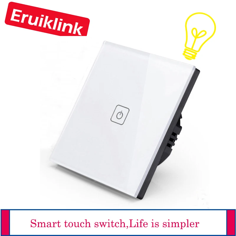 

Eruiklink Fernbedienung Touch Schalter AC110-22OV EU Standard 86*86mm Kristall Glas Panel Sensor Wand Licht Schalter 1way