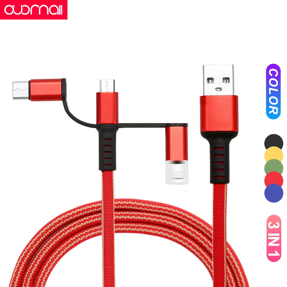 

Fast Charge Cable 3 in 1 for iPhone 11 Pro max xs 87 for xiaomi Redmi7 Note8 for Samsung S10/9 for huawei P20 honor TPYE-C Micro