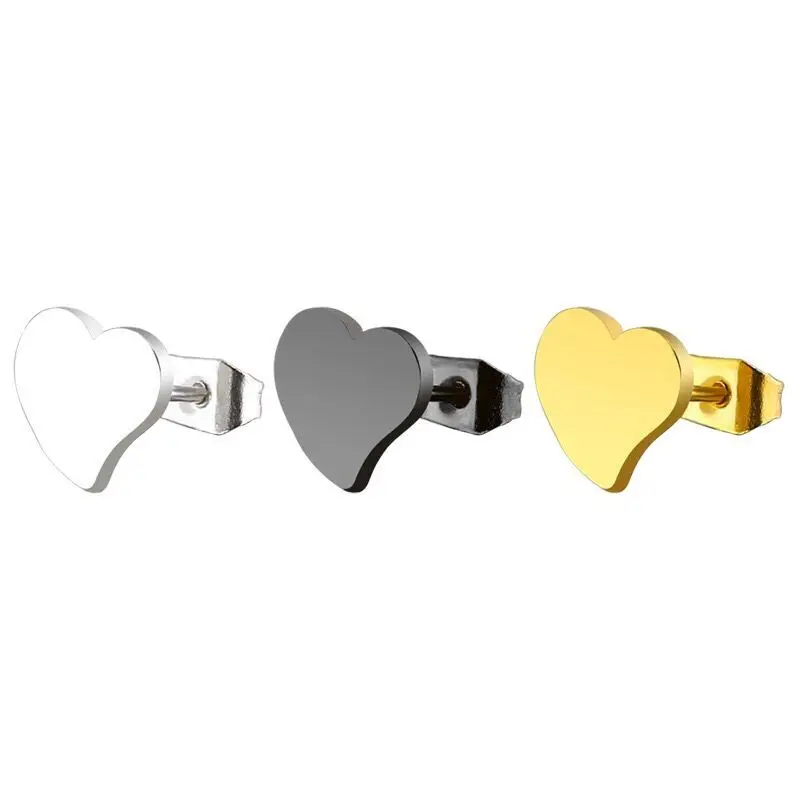 Ювелирных изделий-(3 пары/партия) титановая сталь 8 мм Сердце серьги-гвоздики(3 пары) для женщин ювелирные изделия 3 золотого цвета