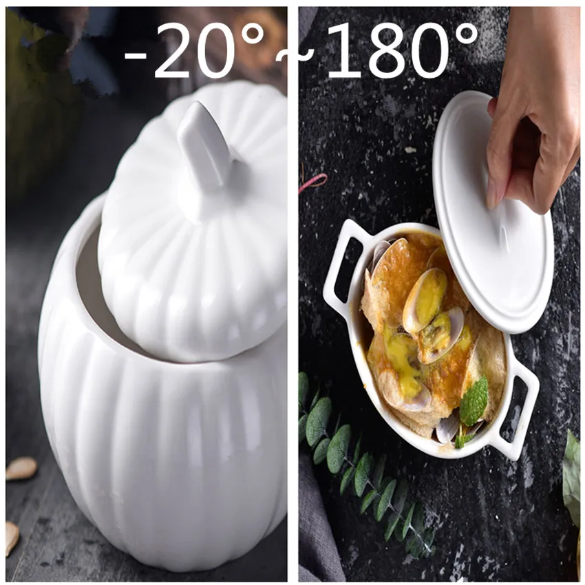 1 шт., Рождественская креативная керамическая миска для супа в форме тыквы с крышкой, миска для рисового супа, салата, лапши быстрого приготовления, кухонная посуда
