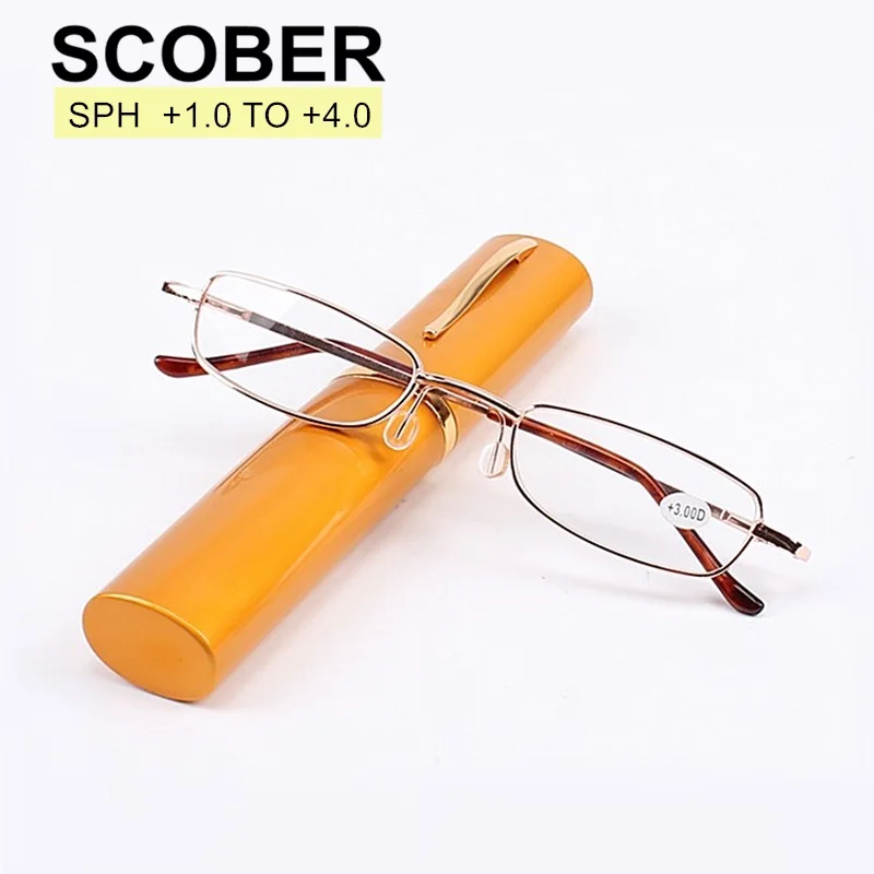 

SCOBER Exquisite Anti Fatigue Reading Glasses & Case Women Men Fashion Design Metal Full Frame HD Lens Presbyopic Eyewear G162