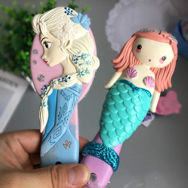 

mermaid princess air cushion comb frozen ariel elsa cartoon air cushion comb, a girl's favorite gift