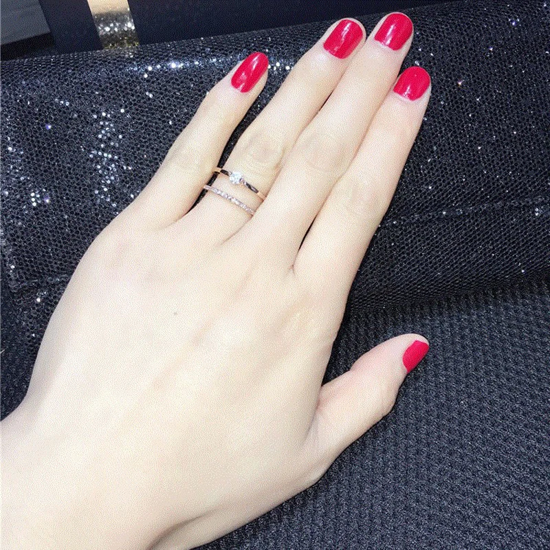 Кристалл Обручение кольца для Для женщин Нержавеющая сталь Jewelry розовое золото