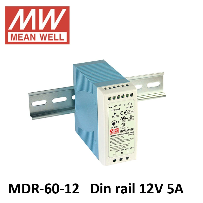 Блок питания Meanwell 60 Вт 12 В din-рейку переключатель питания переменного тока 85~ 264 В dc 12 В 5а на din-рейку переключатель питания