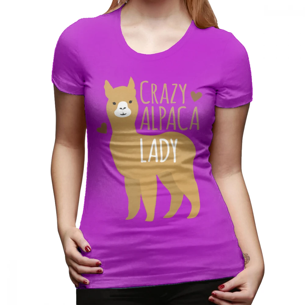 Футболка с изображением козы Crazy Alpaca Lady Футболка с рисунком, короткий рукав, женская футболка XL с круглым вырезом, простая уличная мода, серая женская футболка - Цвет: Фуксия