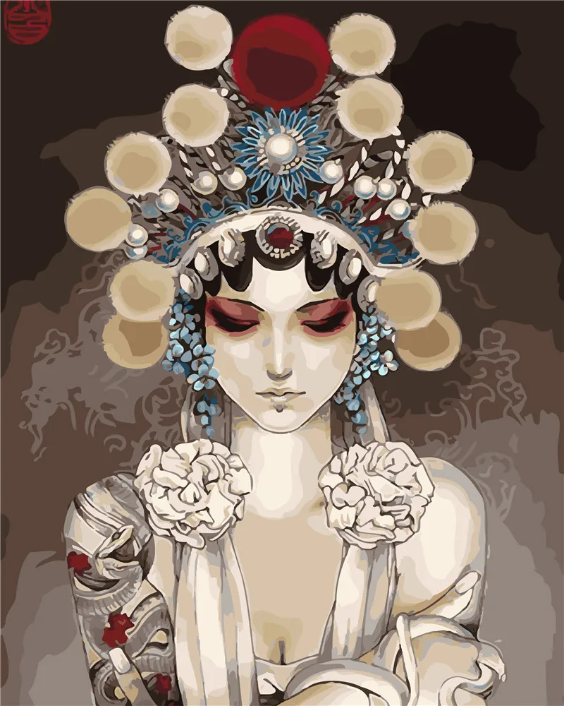 HQ Chinese Traditional Opera Wall decor DIY oil painting Picture by