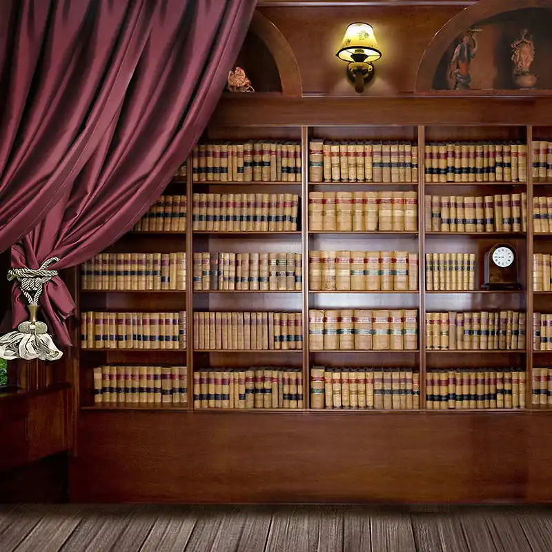 

Vinyl Photography backdrops Book shelf in Library graduation season background for photo studio fotografia