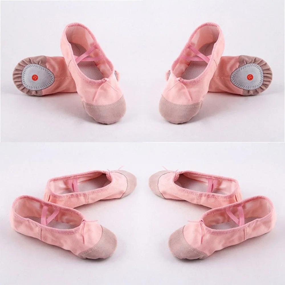 Pink Leather Ballet Dance Slippers Gym Shoes Childs Boys Girls Sizes Full Sole