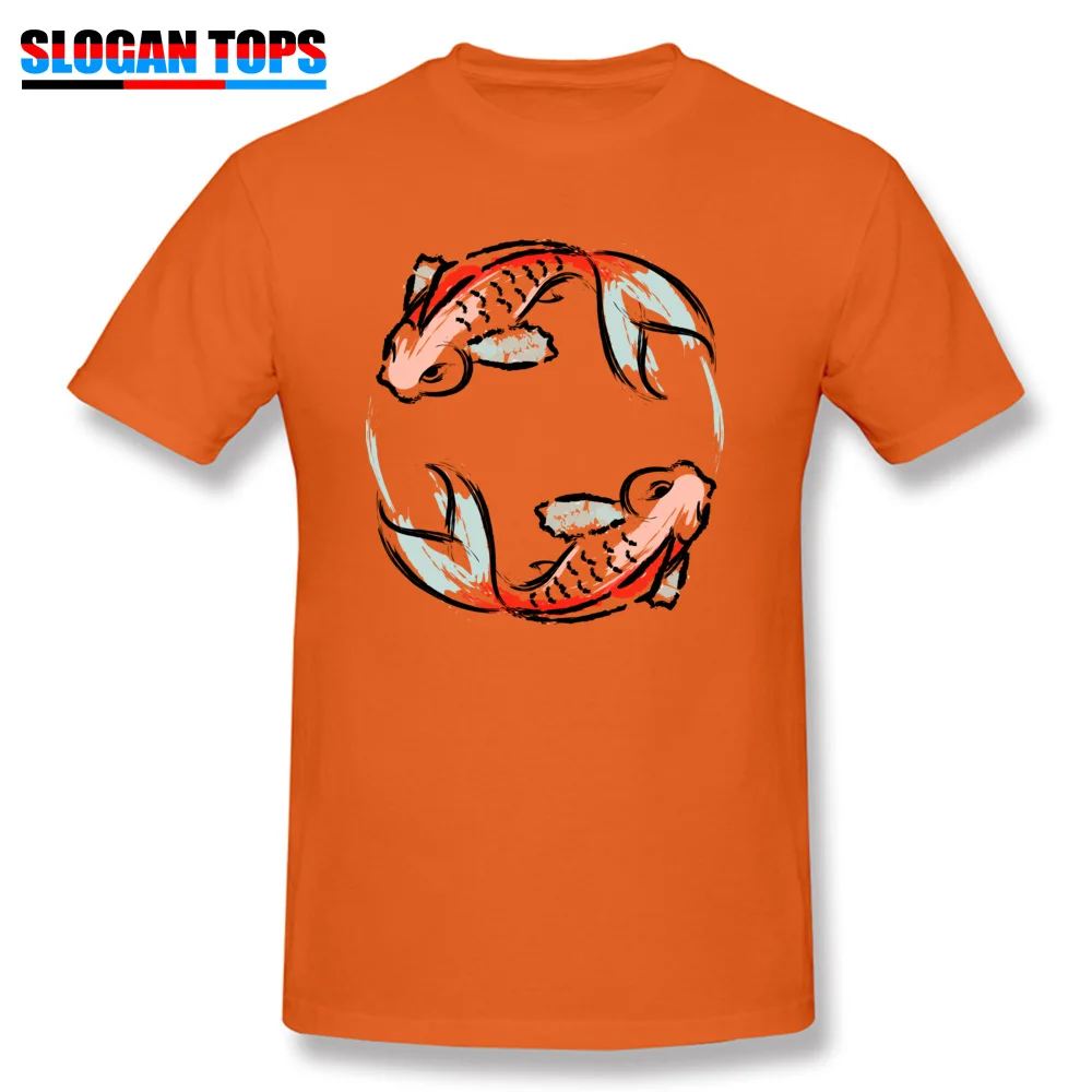 Prevailing koi japanese cuisine goldfish Top T-shirts Summer/Autumn Crew Neck 100% Cotton Tops Tees for Men T-shirts Design koi japanese cuisine goldfish orange