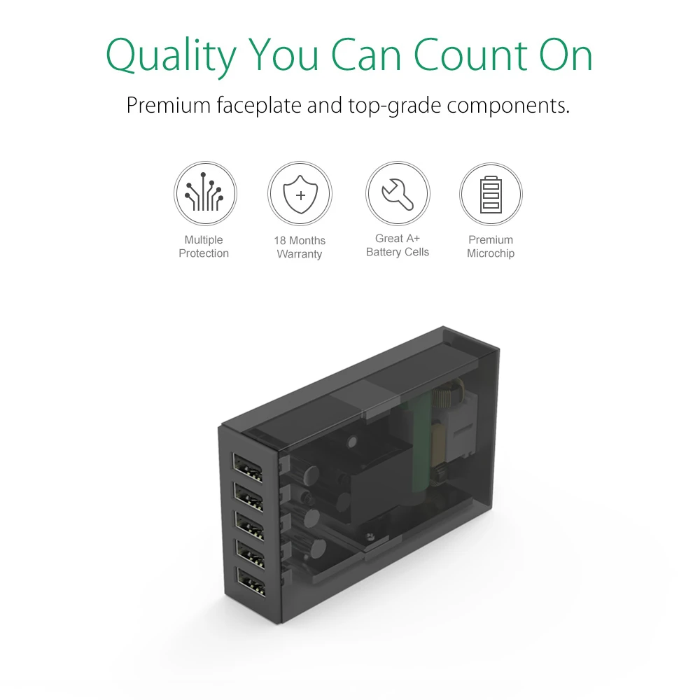 ORICO CSL-5U 5V2. 4A EU UNS Stecker Desktop-Ladegerät Adapter 8A40W 5 USB Port Reise Ladegerät für