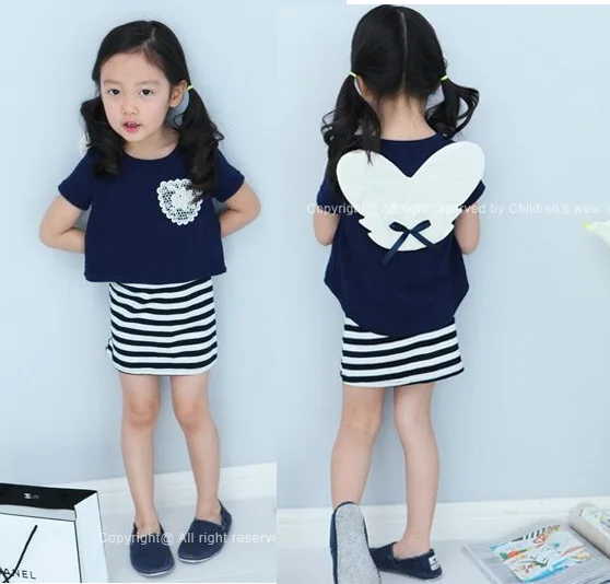 

Philippines Yi Xia paragraph girl angel wings striped skirt two piece / vest a skirt suit on behalf of tz37