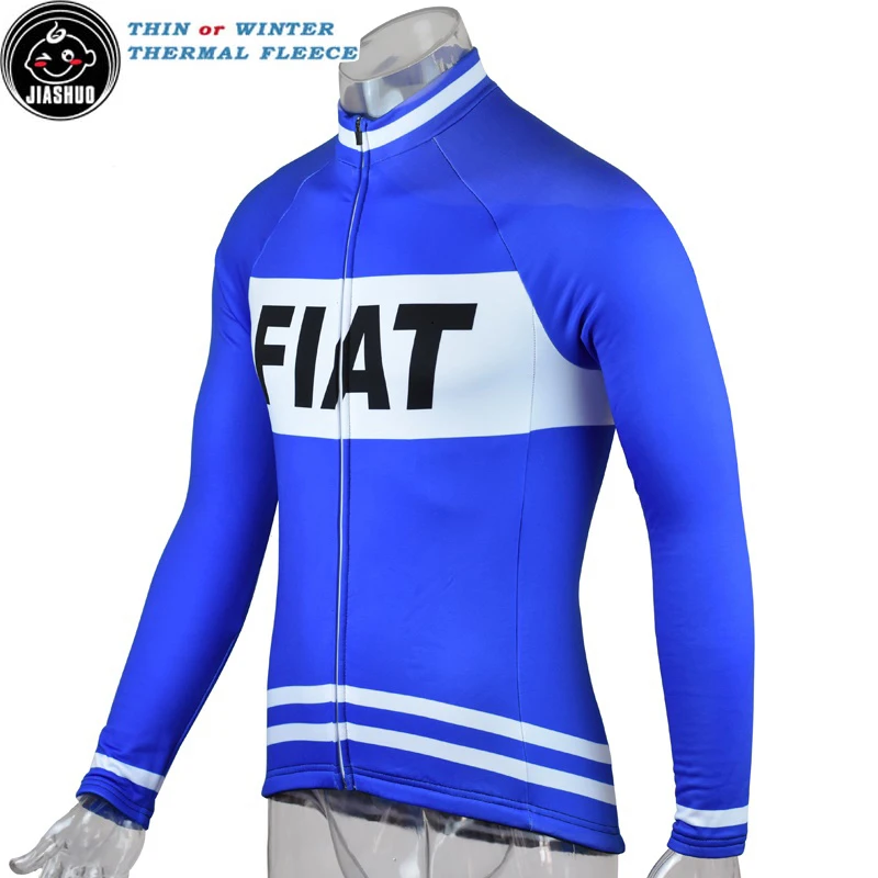 

Blue Retro Classical Winter Thermal Fleece or Thin New Road Mountain Team Long pro Cycling Jersey / Cycling Clothing JIASHUO