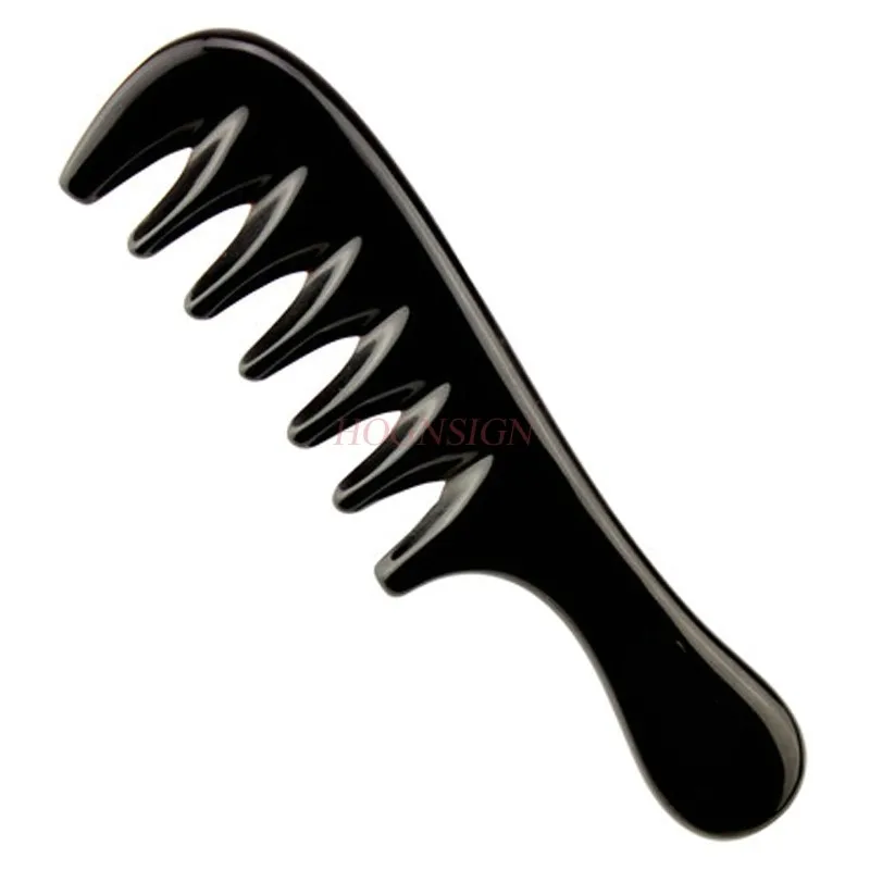 Аутентичные натуральный черный гребень из рога буйвола большой расчески массажные расчески Новый 7 зуб выскабливание парикмахерские