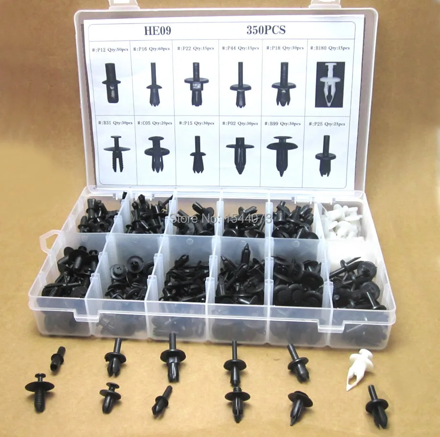 350pcs Box Car Auto Push Pin Rivet Trim Clips Panel Body Interior