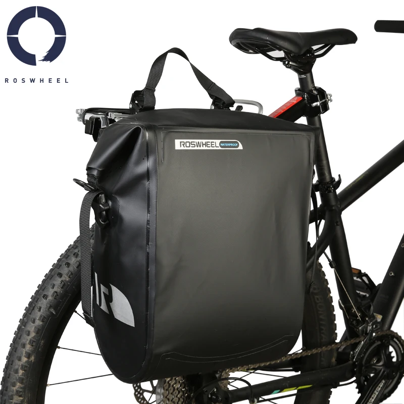 Black ROSWHEEL Bike Rack Pack Seat Bag Rear Pack Trunk Pannier Handbag