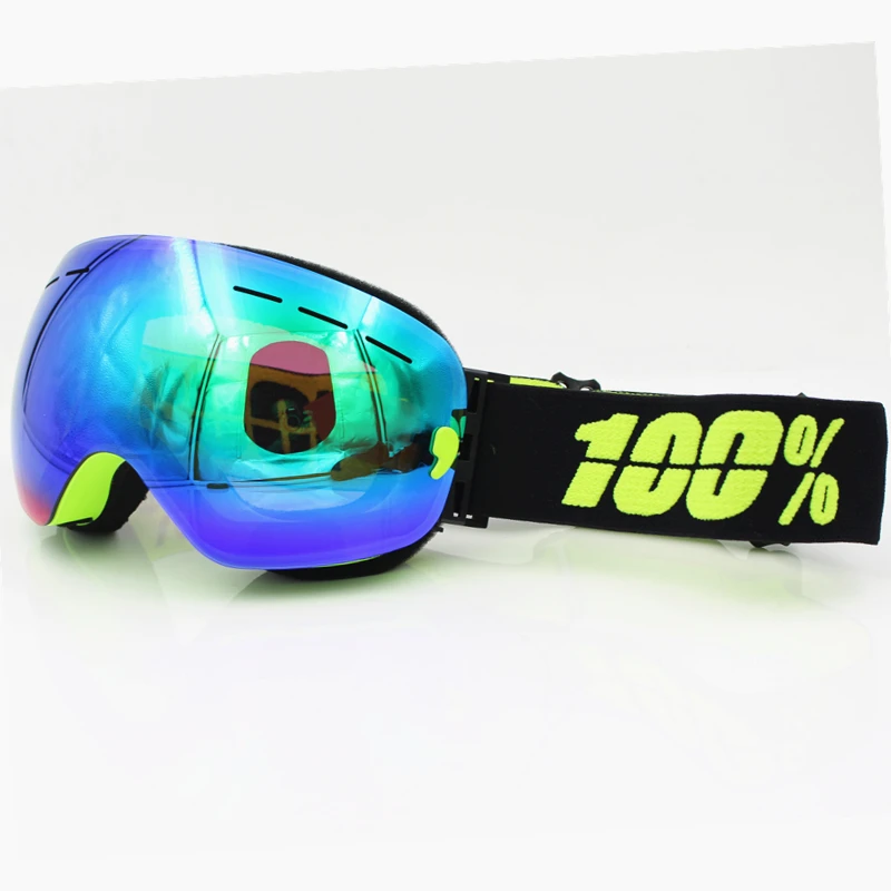 100 marca gafas de esquí doble capas UV400 anti-niebla gran máscara de esquí gafas de esquí de las mujeres de los hombres de nieve snowboard polarizado gafas