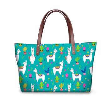 

Customized Alpaca Print Handbags Women Bag High Quality Casual Female Bags Tote Shoulder Bag Ladies Large Neoprene Bag Bolsos