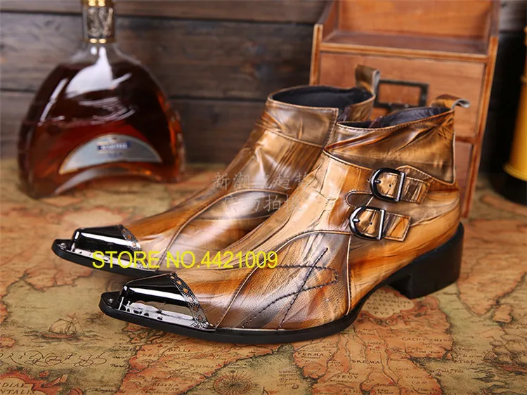 2018 Brown Pointed Toe Men Ankle Boots Spring Autumn Genuine Leather Botas Hombre Cowboy Military Boots Prom Dress Shoes цена 2018 Brown Pointed Toe Men Ankle Boots Spring Autumn Genuine Leather Botas Hombre Cowboy Military Boots Prom Dress Shoes цены онлайн