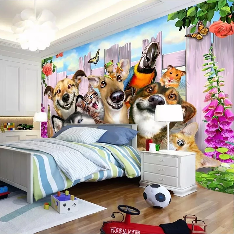 Фотообои 3D мультфильм собака животные фотообои дети спальня фон настенная