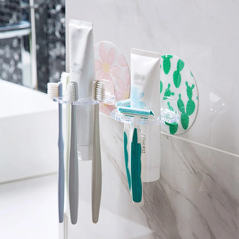 

Cute Multifunction Toothbrush Holder Toothpaste Storage Rack Shaver Tooth Brush Dispenser Bathroom Organizer Accessories Tools