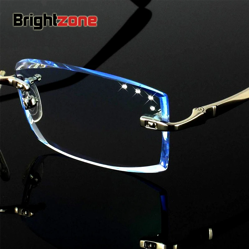 High end Customized Korean Crystal Diamond Cutting Side Rimless Men