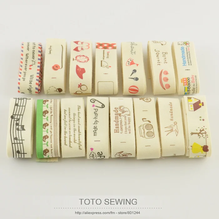 

15 designs Mixed ZAKKA 2CM cotton ribbons cotton label for garment clothes and DIY other projects patchwork crafts free shipping