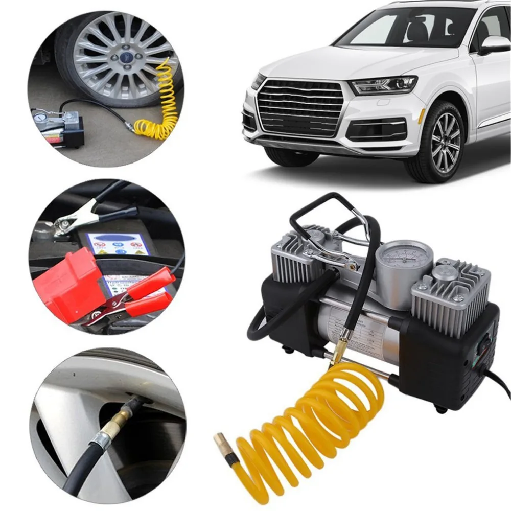 

New 150PSI 60L/min 300W Car Air Compressor Tyre 12V Stainless Steel Double Cylinder Inflator High Power Car Tyre Inflation Pump