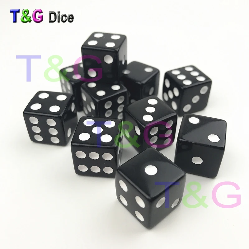 16 мм D6 куб 10 шт./компл. черные игральные кости набор азартные игры для игр