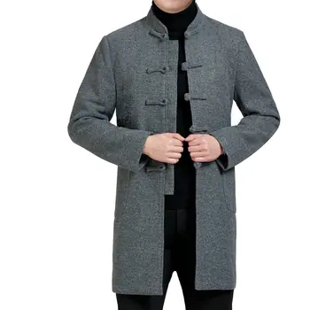 

Autumn Man Ethnic Tunic Suit Kong Fu Jacket Blazer Black Tangzhuang Men Oriental Jackets Male Mandarin Collar Tweed Blazers New