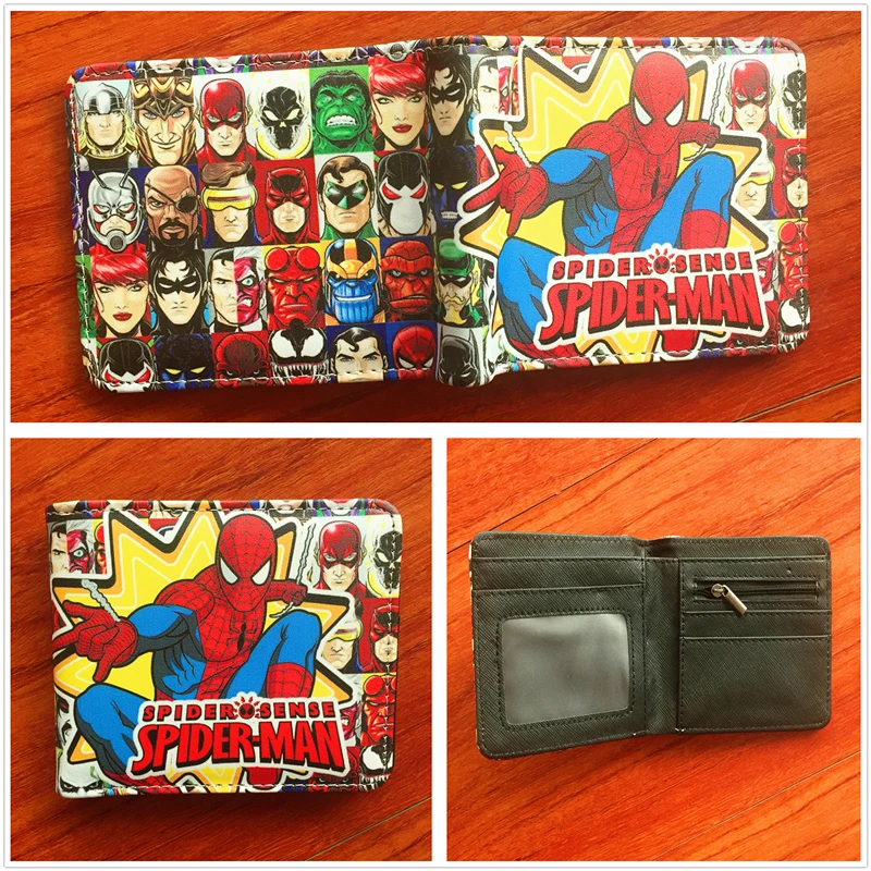

2018 New hot America marvel film wallet super heroes spider man wallet short PU folding purse men wallets W703