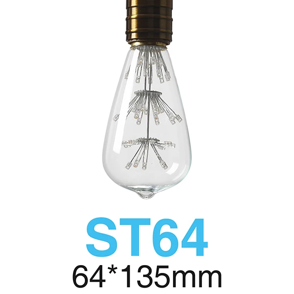 Винтажный Классический Светодиодный светильник со звездами ST64 G95 A60 E27 ретро античный светильник для кофейного бара ресторана украшения дома AC220-240V - Испускаемый цвет: ST64