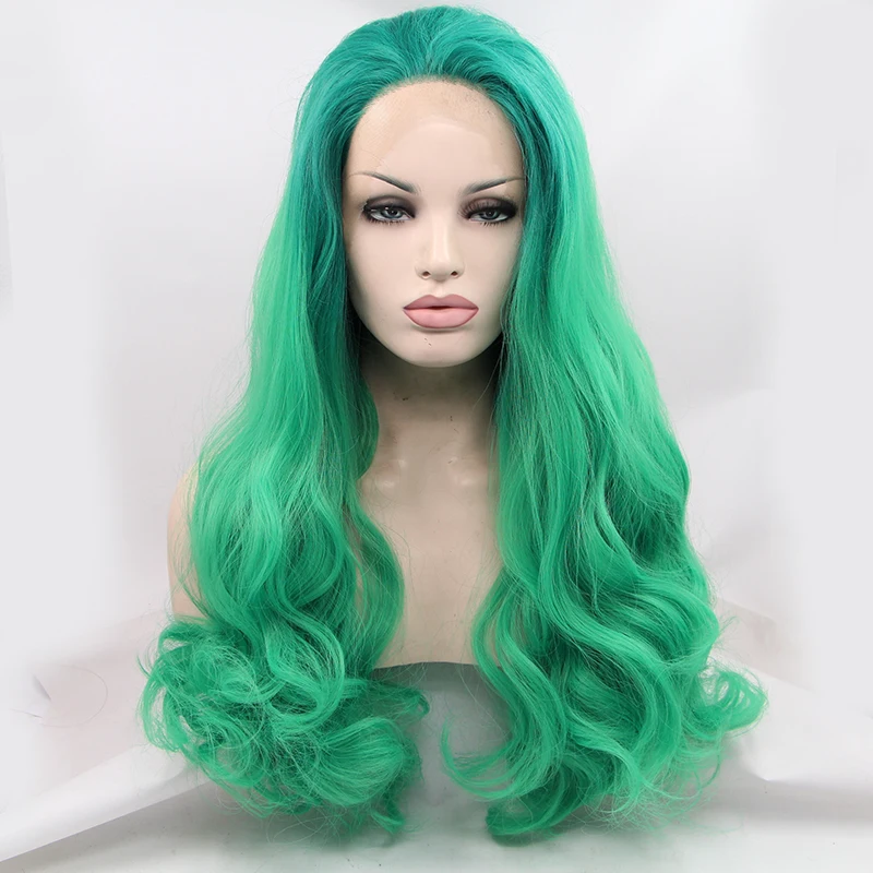 Ombre Synthetic Lace Front Wig Glueless Two Tone apple ...