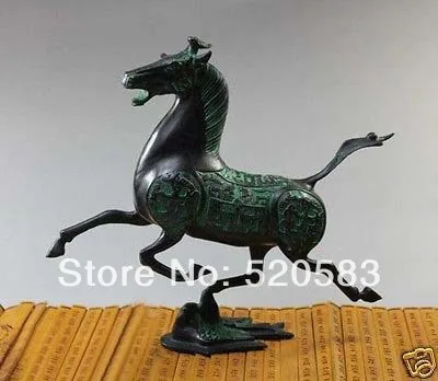 

Exquisite Old Chinese bronze statue horse fly swallow